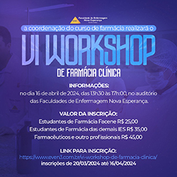 INSCRIÇÕES ABERTAS – VI Workshop de Farmácia Clínica