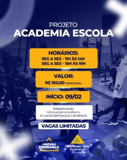 Academia-Escola da FACENE abre novas vagas para toda a comunidade acadêmica