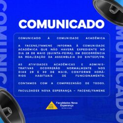 COMUNICADO À COMUNIDADE ACADÊMICA