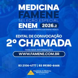 Edital referente à segunda chamada do Processo Seletivo Específico ENEM 2026.2 – FAMENE