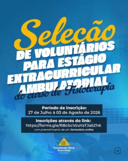 FACENE abre seleção para Estágio Extracurricular Voluntário em Fisioterapia